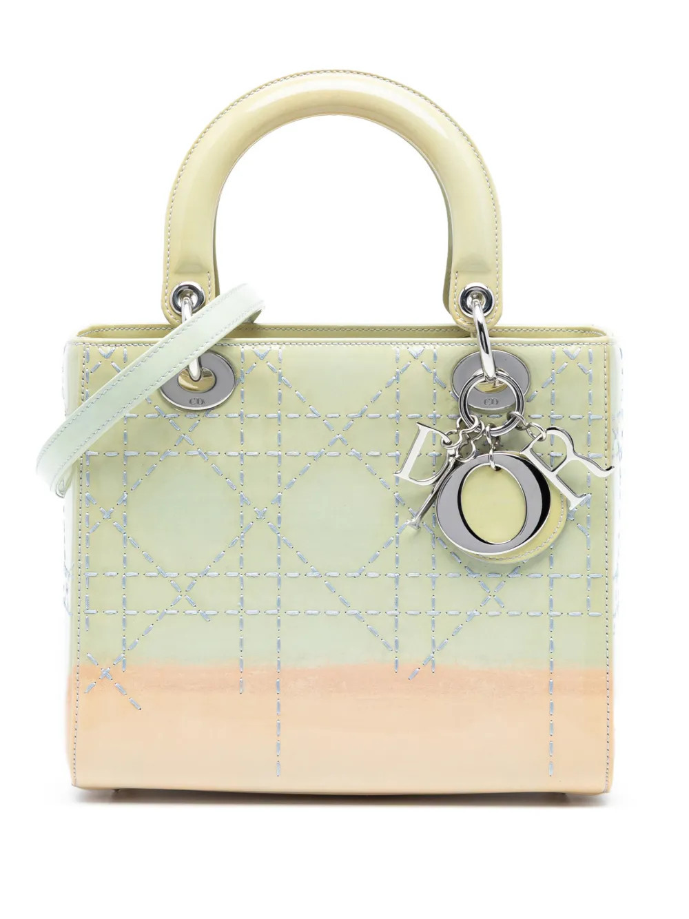 Christian Dior Pre-Owned 2015 Medium Ombre Patent Cannage Lady Dior satchel - Green | Farfetch Global