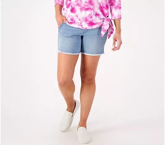 Belle by Kim Gravel Primabelle Relaxed Frayed Hem Shorts - QVC.com | QVC