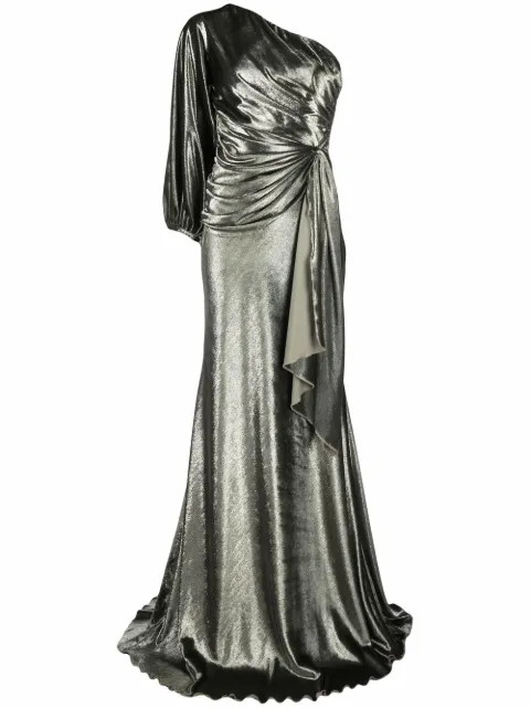 one-shoulder gathered-detail dress | Farfetch (US)