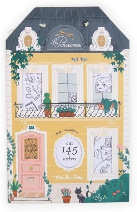 Moulin Roty The Parisiennes Coloring Book with 145 Stickers – Delicate Pencil Sketches, French-... | Amazon (US)