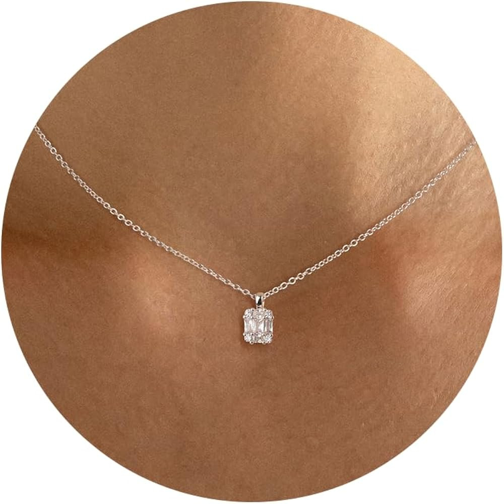 Tewiky Pendant Necklace for Women， Dainty 14k Gold Plated Chain Choker Necklaces Aesthetic Simp... | Amazon (US)