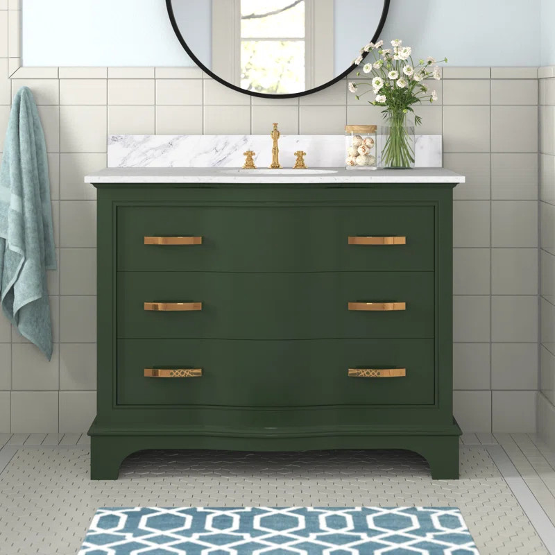 Goleta 42'' Free-standing Single Bathroom Vanity with Marble Vanity Top | Wayfair North America