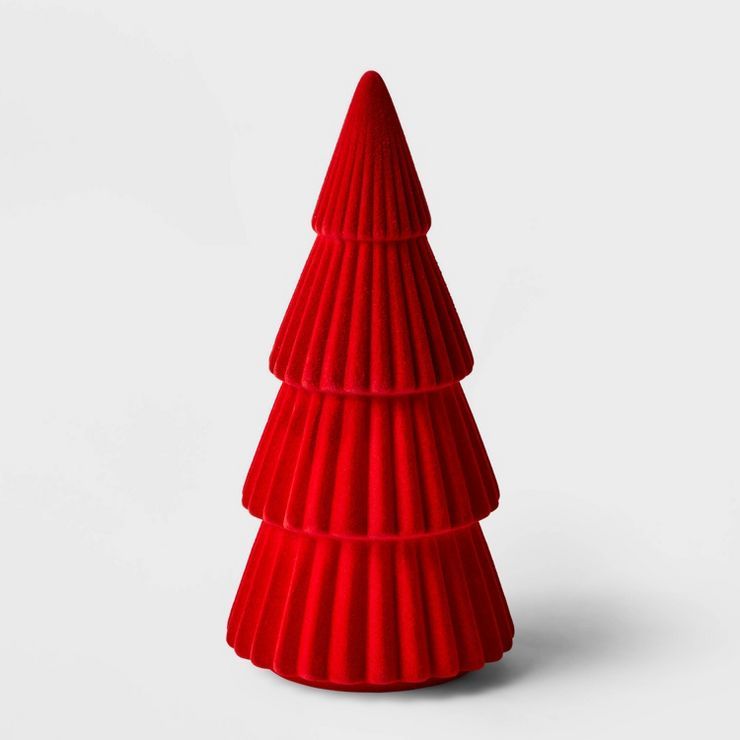 10.25" Flocked Tree Decorative Figurine Red - Wondershop™ | Target