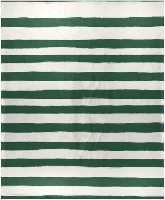 ALAZA Retro Green White Stripes Blanket Soft Throw Blanket for Sofa Couch Camping Travel Office H... | Amazon (US)
