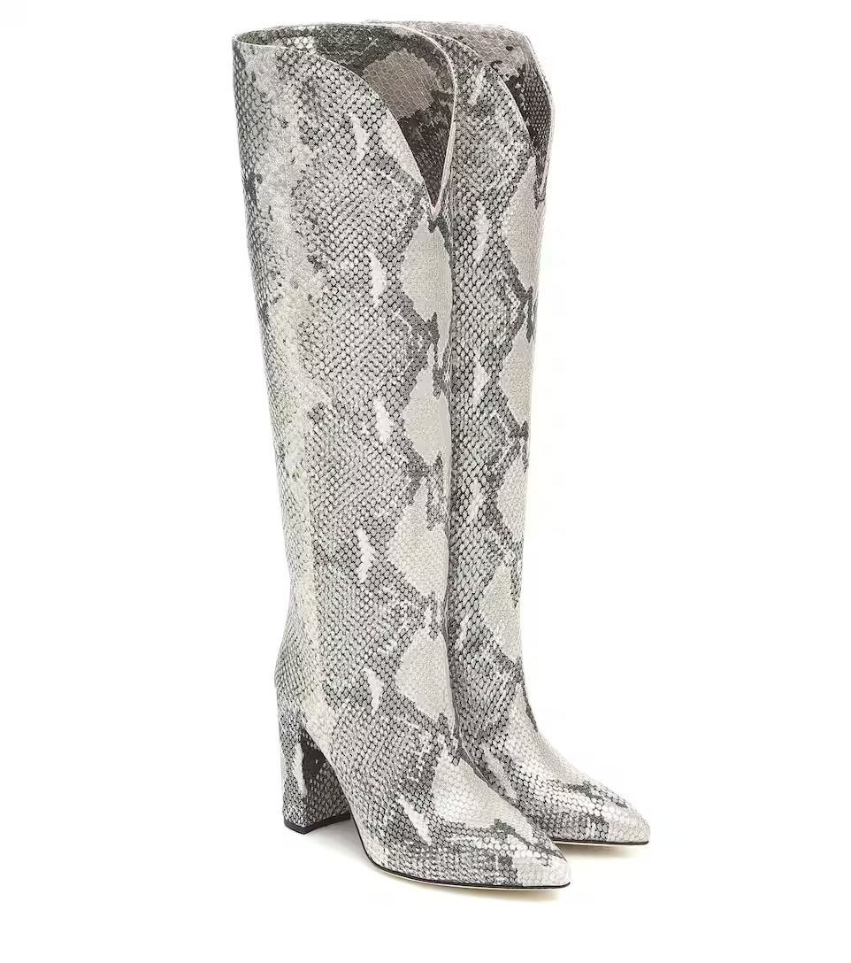 Snake-effect leather knee-high boots | Mytheresa (US/CA)