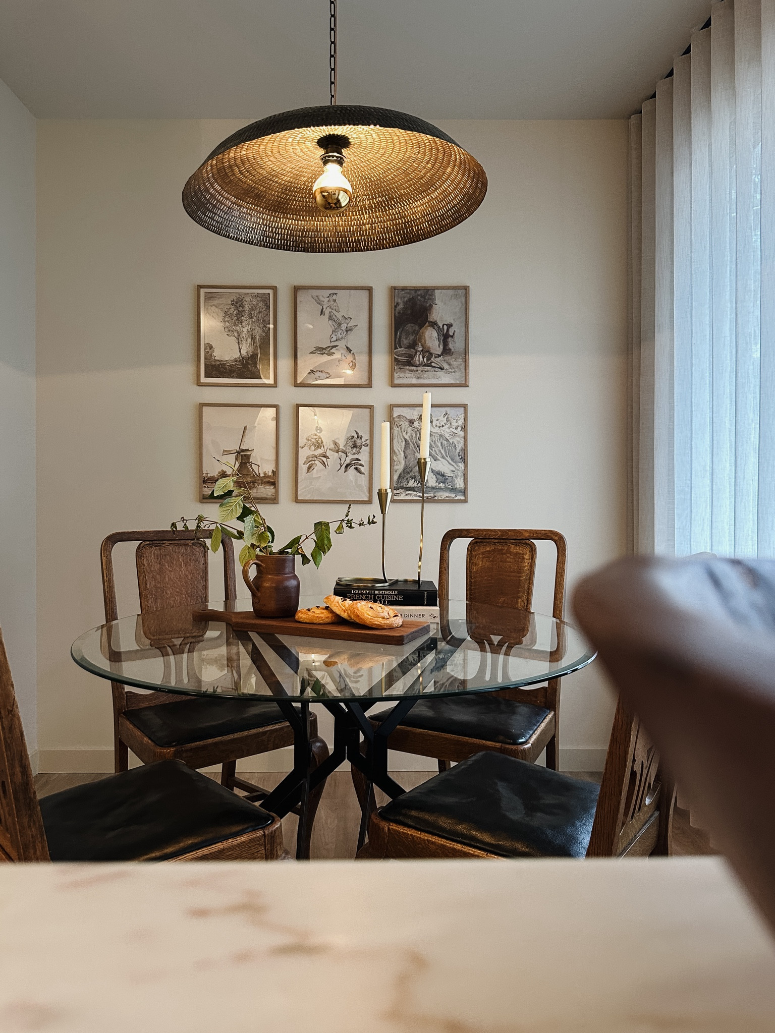 I really wanted a modern organic meets traditional vintage mix in #riversiderenovation 

The beautiful vintage chair paired with a modern table start the story, and the stunning vintage art print gallery wall and modern organic pendant light bring it all together! 

Pro Tip! If you have a light fixture with exposed bulbs, a reflector light link the one we used here, keeps the glare out of your eyes!

#homedecor #interiordecorating

#LTKHome #LTKStyleTip