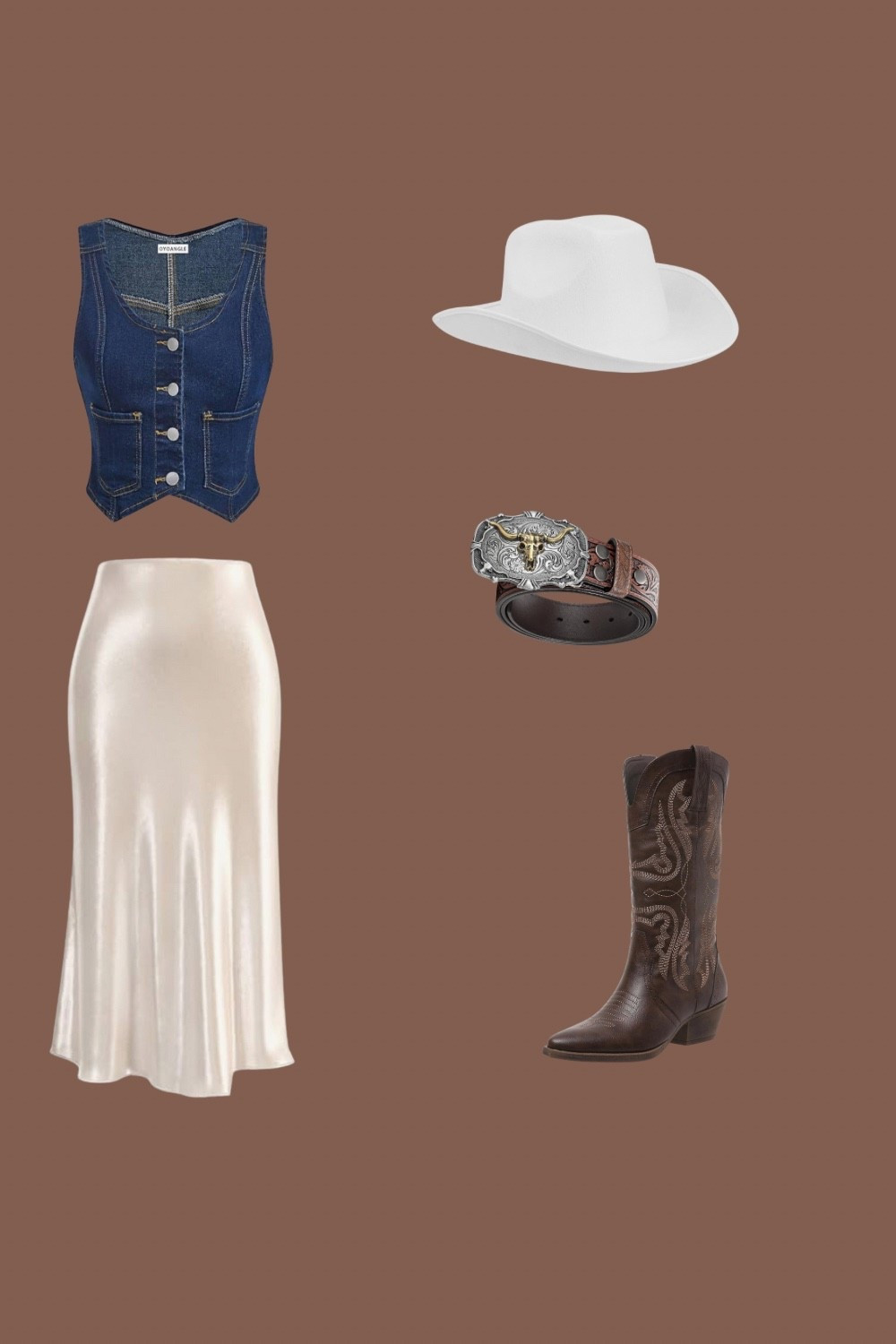 Thanksgiving

Classic cowgirl meets refined edge. A dark denim vest gives structure against a silky champagne midi skirt, finished with a statement tooled leather belt and western buckle. The white cowboy hat and brown boots balance polish and rugged charm for a sophisticated yet adventurous look.

#LTKStyleTip #LTKSeasonal #LTKHoliday