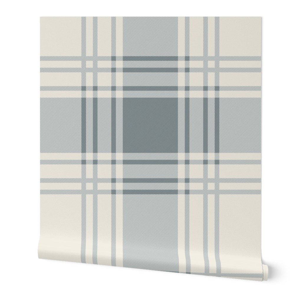 JUMBO simple plaid - creamy white & french grey blue - heritage farmhouse Wallpaper | Spoonflower | Spoonflower