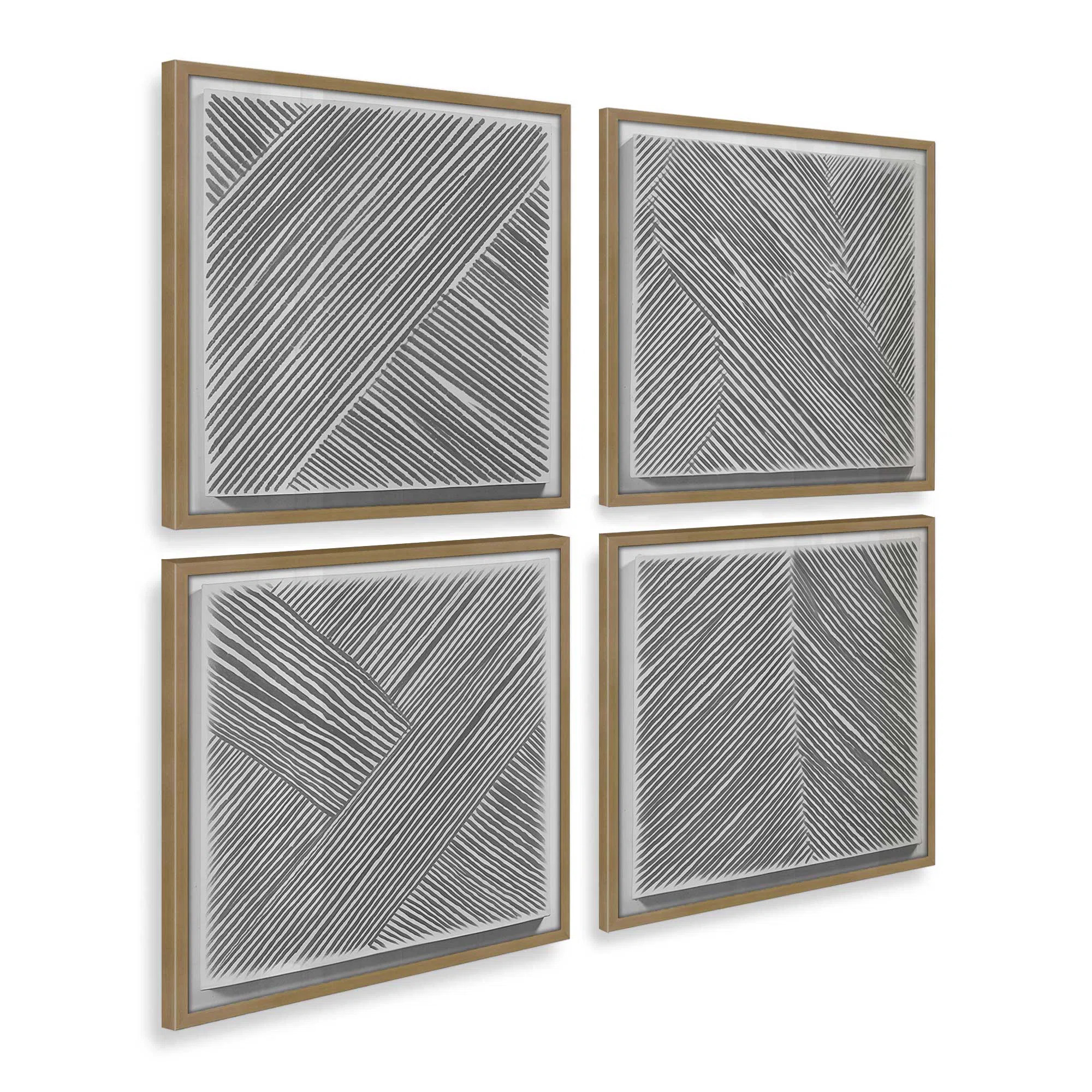 Linear Illusion Set of 4 Canvas Prints in a Frame (Set of 4) | Wayfair North America