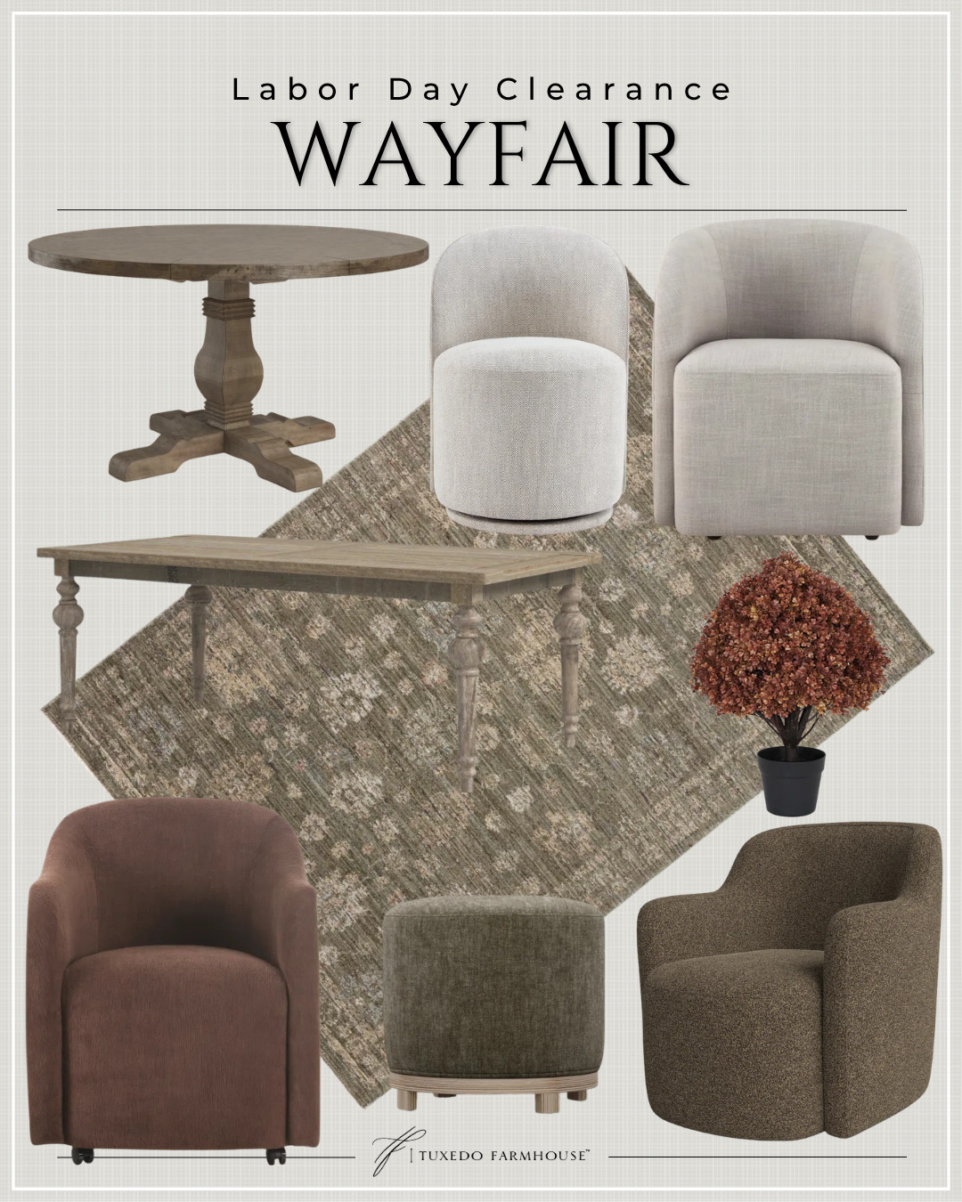 Wayfair’s Labor Day Clearance is full of good finds! 🤎 I’m loving these beautifully neutral pieces for an easy fall refresh—cozy accent chairs, warm wood tables, a gorgeous muted rug, and versatile ottomans that add texture without overwhelming a room. Such a good time to grab those bigger home pieces while clearance pricing is here!

#LTKHome #LTKSaleAlert #LTKStyleTip #WayfairFinds #WayfairSale #LaborDaySale #FallHome #HomeDecor 

 #LTKSeasonal #LTKHome #LTKSaleAlert