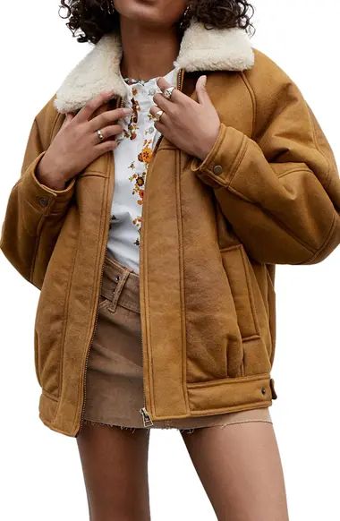 BDG Urban Outfitters Harrington Faux Shearling Jacket | Nordstrom