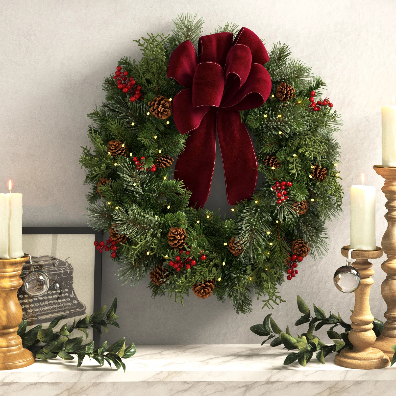 Three Posts 30" Lighted Classic Christmas Wreath & Reviews | Wayfair | Wayfair North America