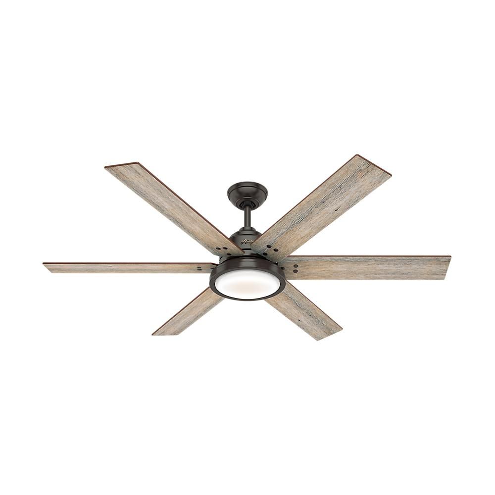 Hunter Warrant 60 in. Integrated LED Indoor Noble Bronze Ceiling Fan with Light and Remote Contro... | The Home Depot