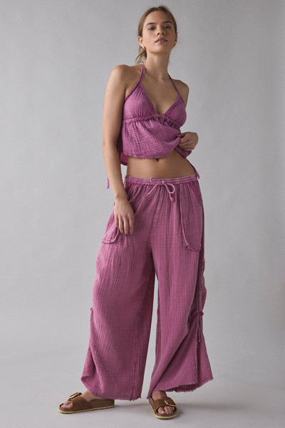Out From Under Ocean Air Cinched Wide-Leg Gauze Pant | Urban Outfitters (US and RoW)