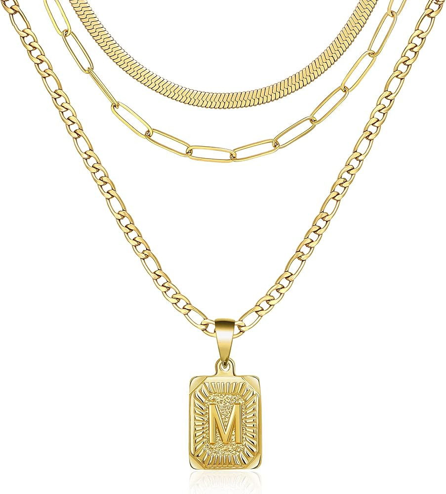 Memgift Gold Layered Necklace Set 3 PCS for Women Girls Dainty Trendy Paperclip Snake Choker Gold... | Amazon (US)