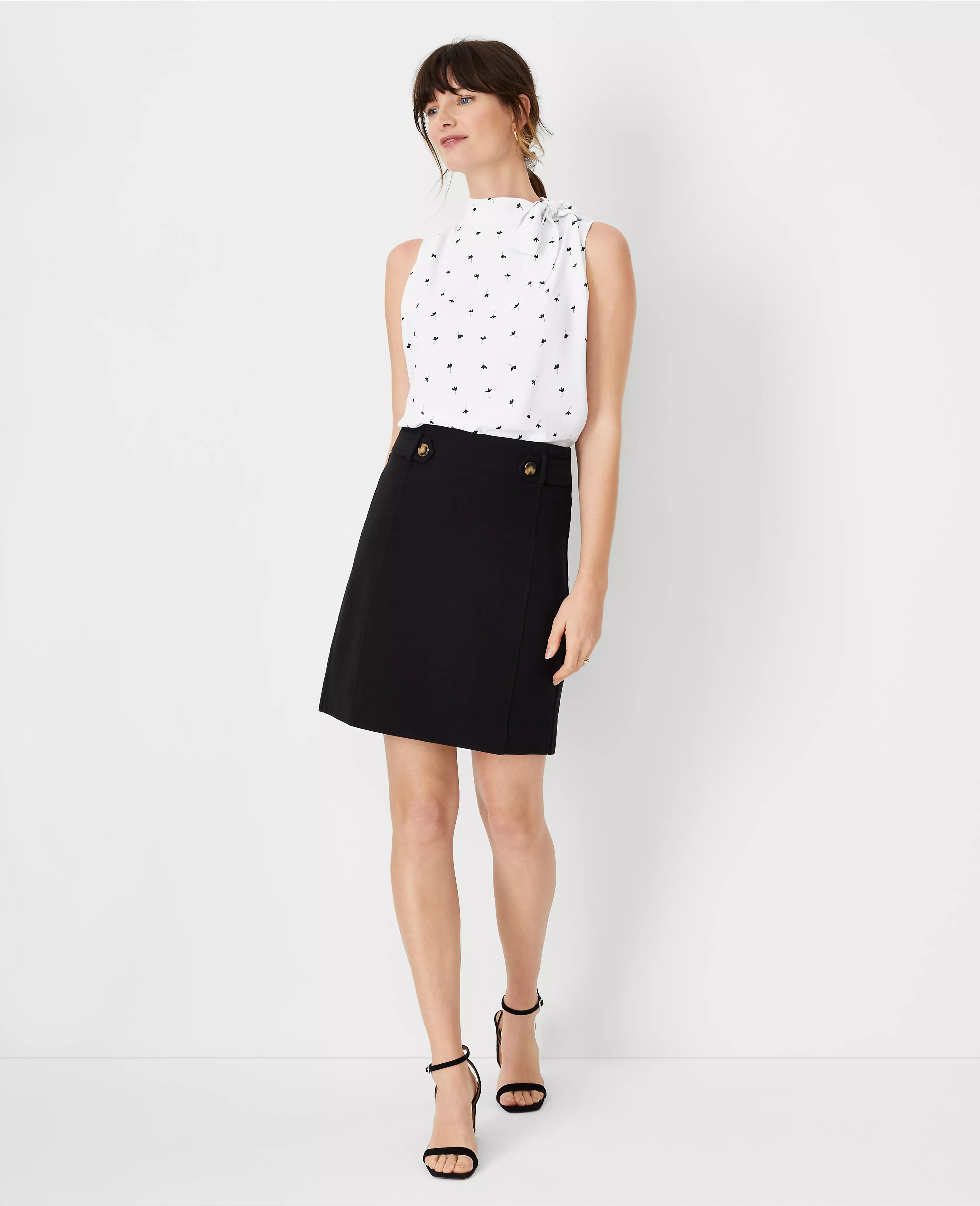 Button Tab A-Line Skirt | Ann Taylor (US)