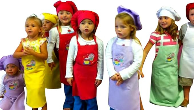 CHEFSKIN Kids/Teens Party Set- 10 plain Aprons with Hats and 1 Personalized Embroidery Apron and ... | Amazon (US)