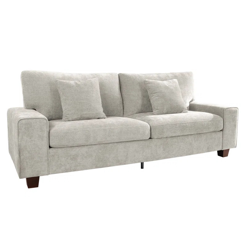 Karlita 89'' Square Arm Sofa 3 Seater Modern Style Upholstered Couch With 2 Toss Pillows Loveseat | Wayfair North America
