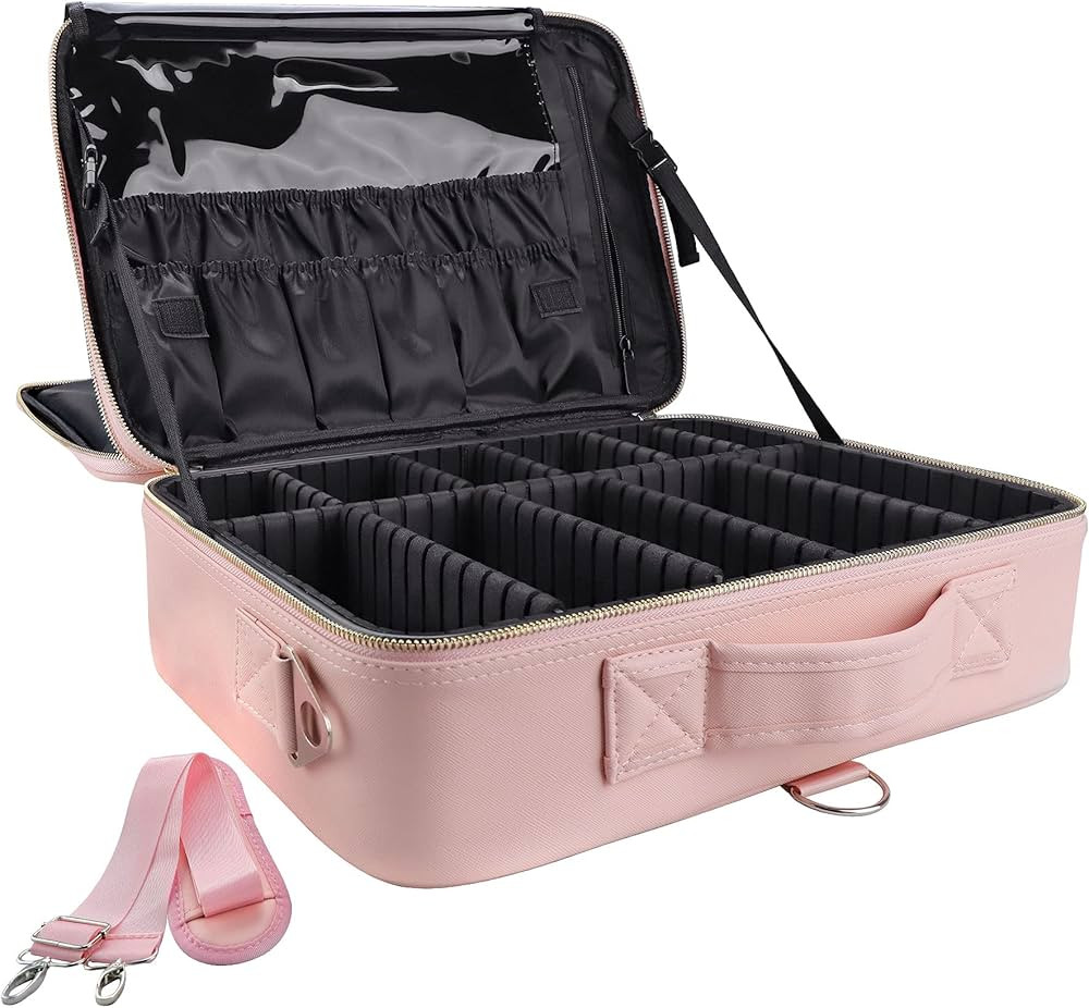 gzcz Travel Makeup Case Large Capacity Cosmetic Case Organizer 16 Inches Waterproof Portable Arti... | Amazon (US)