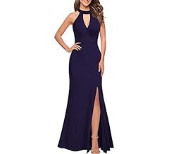 WOOSEA Women's High Neck Sleeveless Split Bodycon Mermaid Evening Cocktail Long Dress | Amazon (US)