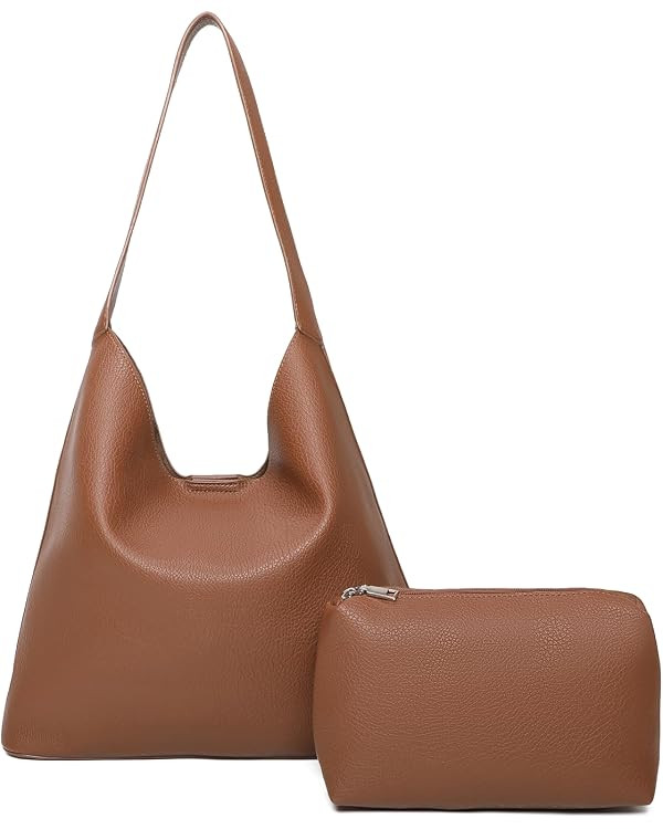 Soft Vegan Leather Hobo Bag for Women, Slouchy Shoulder Tote, Lightweight Everyday Purse for Work... | Amazon (US)