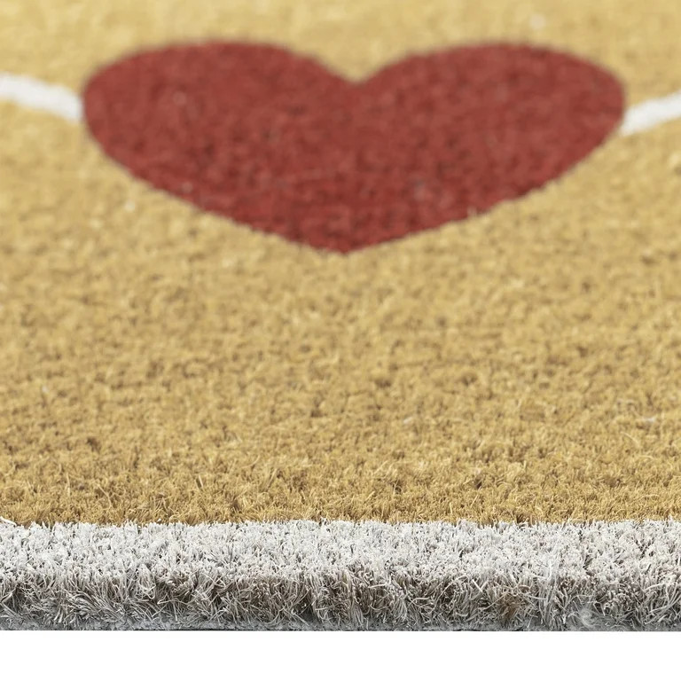 Heart Envelope Valentine's Day Outdoor Coir Doormat, Natural and Red, 18" x 30", by My Texas Hous... | Walmart (US)