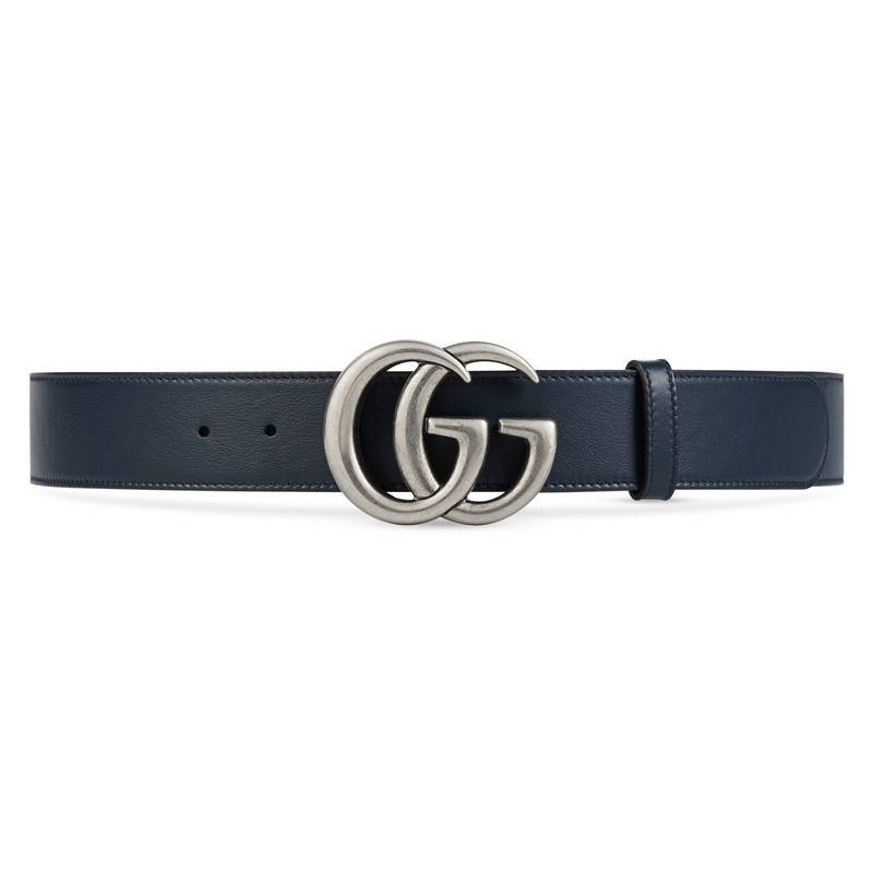 Leather belt with Double G buckle blue | Gucci (US)