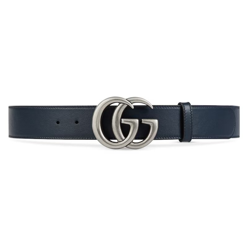 Leather belt with Double G buckle blue | Gucci (US)