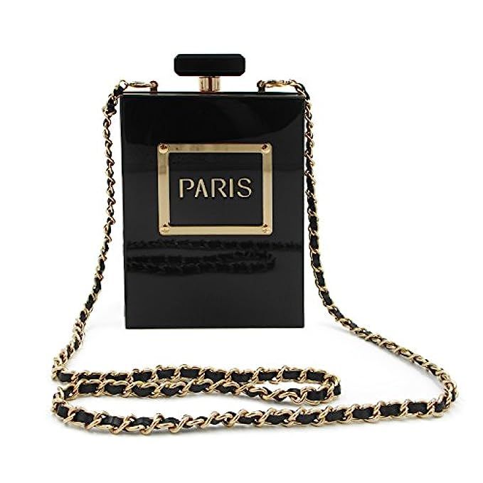 LUI SUI Women Acrylic Black Paris Perfume Design Evening Bags Banquet Chain Shoulder bag | Amazon (US)