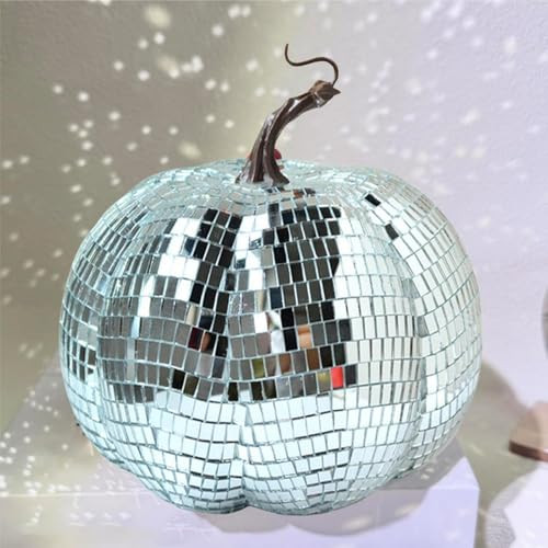 Halloween Pumpkin Disco Ball, Handmade Pumpkin Halloween Decoration, Disco Pumpkin for Décor, Halloween Home Decor Holiday Decorations Table Ornaments Mirror Glass Pumpkin Decor (12CM) | Amazon (US)