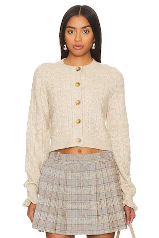 Tularosa Palmira Cropped Cable Cardigan in Beige from Revolve.com | Revolve Clothing (Global)