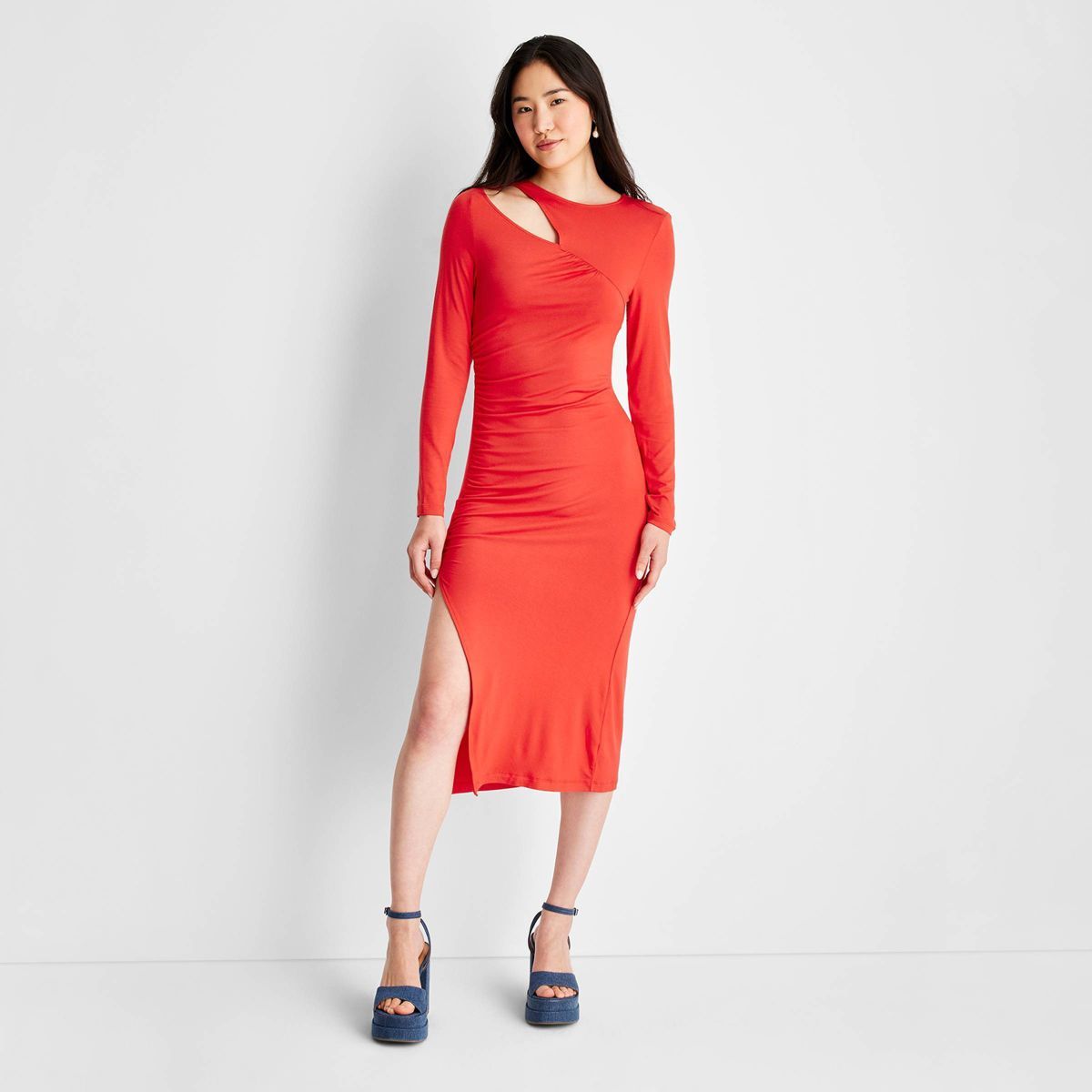 Women's Long Sleeve Cut-Out Draped Midi Dress - Future Collective™ with Reese Blutstein | Target