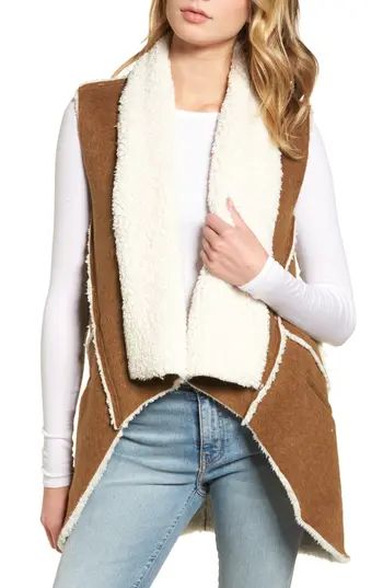 Women's Dylan Flannel Faux Shearling Vest, Size X-Small - Brown | Nordstrom