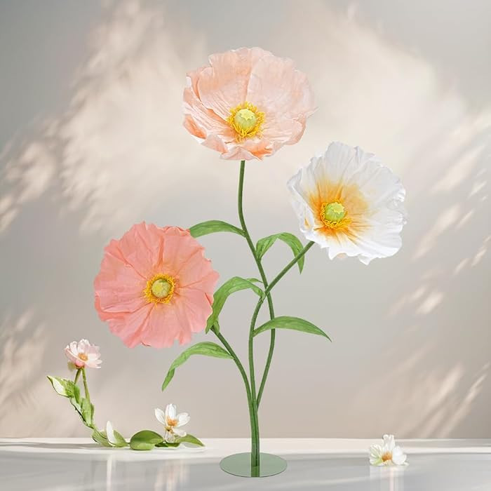 Artificial Giant Flowers for Decoration with Stand - 5.6 Ft 3D Large Paper Fake Flowers Wedding F... | Amazon (US)
