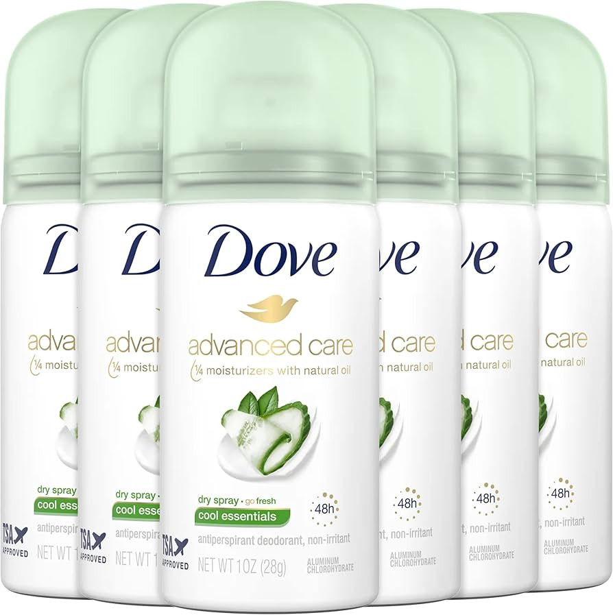 Dove Antiperspirant Deodorant Dry Spray, Go Fresh Cool Essentials Travel Size, 1 Ounce (Pack of 6... | Amazon (US)
