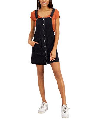 Tinseltown Juniors' Patch Pocket Overall Dress & Reviews - Dresses - Women - Macy's | Macys (US)