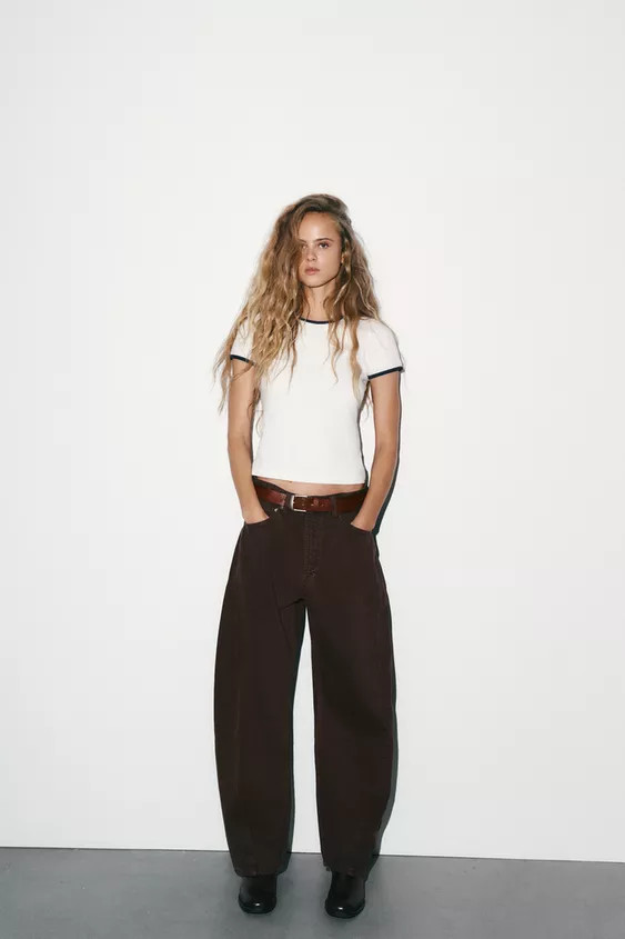 TRF BAGGY BARREL MID-WAIST JEANS | Zara UK