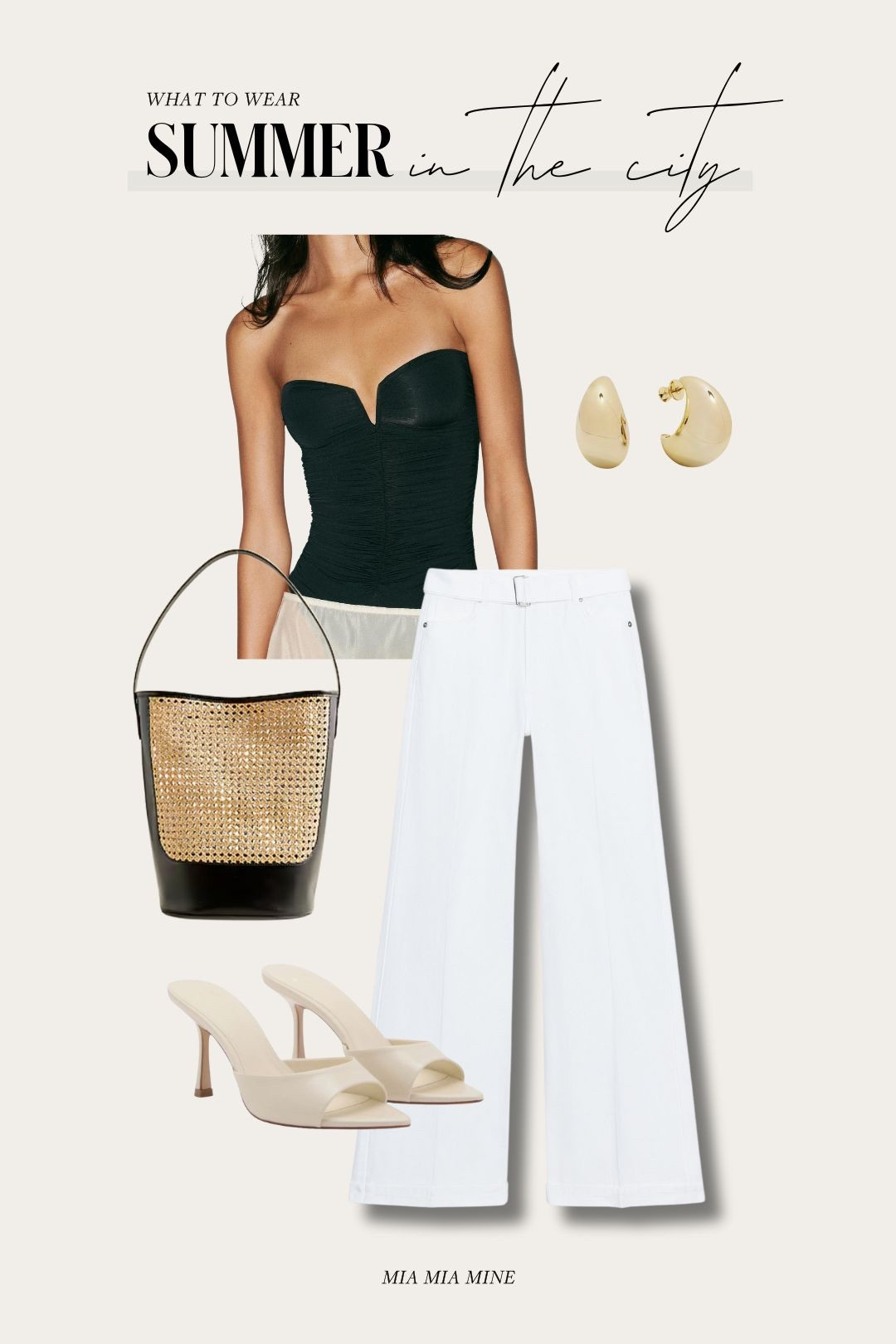 Summer outfit ideas
Zara ruched strapless bodysuit
Zara belted white jeans
Jcrew basket bag
Mango white heels 

#LTKSummerEdit #LTKShoeCrush #LTKFindsUnder100