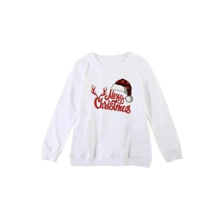 Nokpsedcb Matching Family Christmas Sweatshirts Xmas Adult Kids Casual Long Sleeve Letter Hat Print  | Walmart (US)