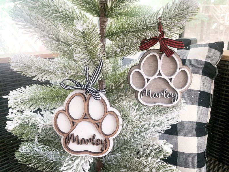 Dog Paw Christmas Ornament  Wood Christmas Ornament  Pet | Etsy | Etsy (US)