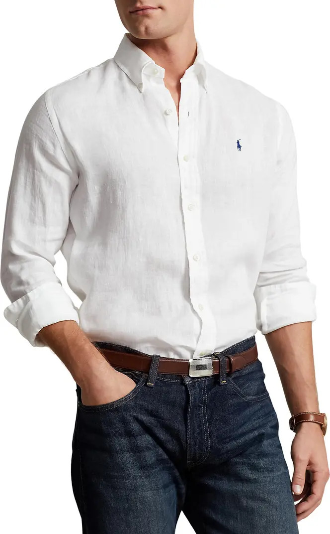 Solid Linen Button-Down Shirt | Nordstrom