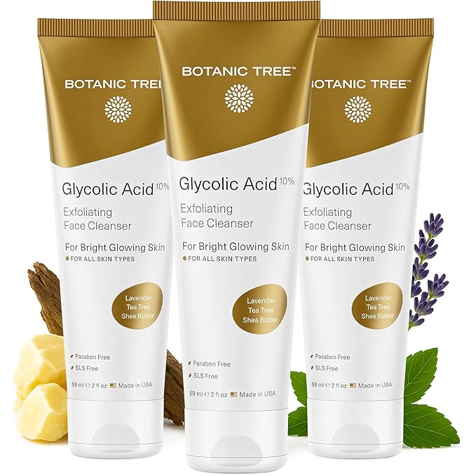 Botanic Tree Glycolic Acid Face Wash Travel Size (Pack of 3)- Facial Exfoliating Cleanser w/ 10% ... | Amazon (US)