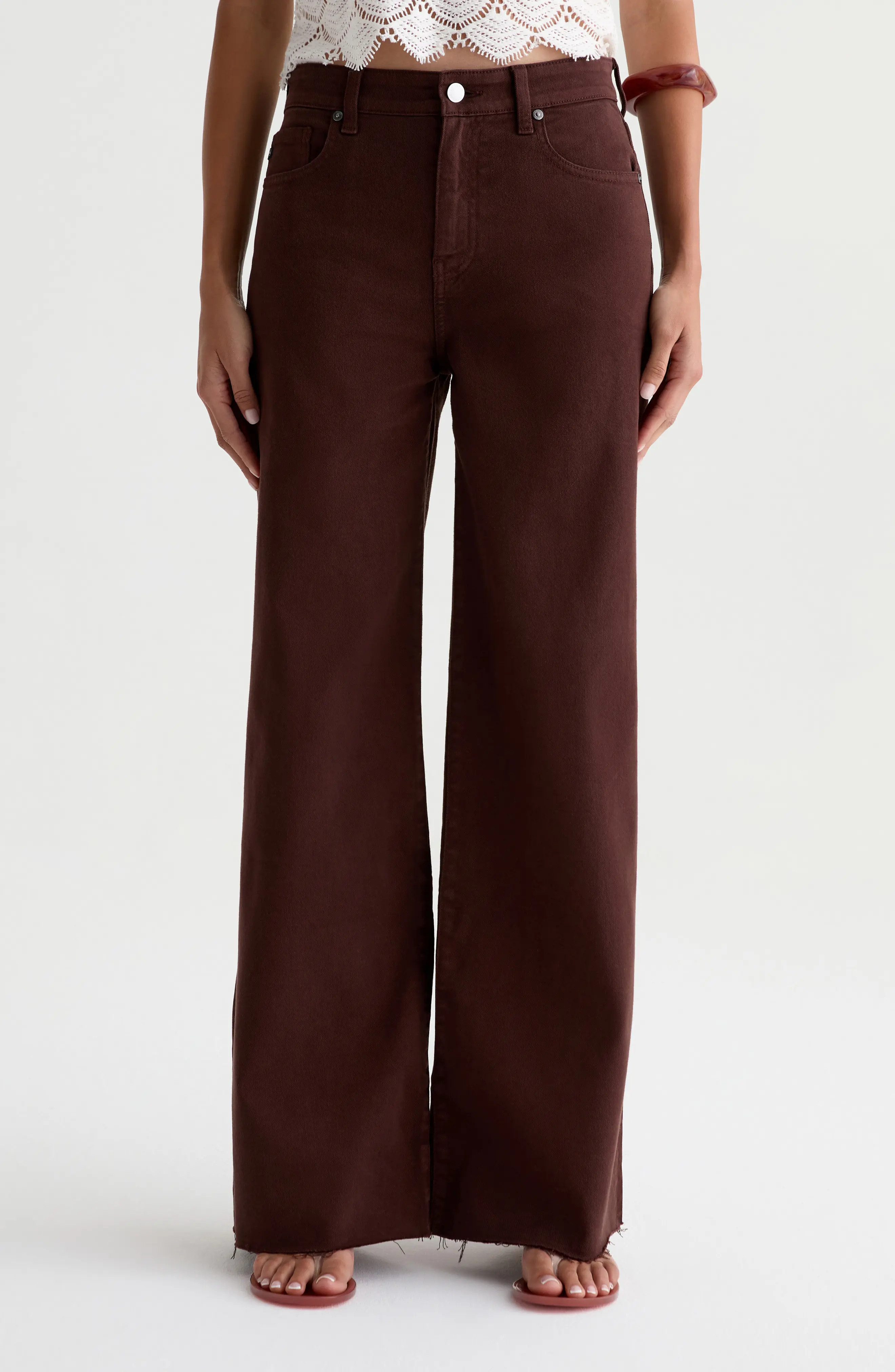 Saige High Waist Raw Hem Wide Leg Jeans (Women) | Nordstrom | Nordstrom