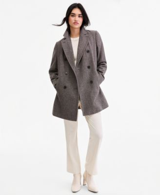 Calvin Klein Women's Double-Breasted Pea Coat, Created for Macy's - HEATHER GREY | Macy's