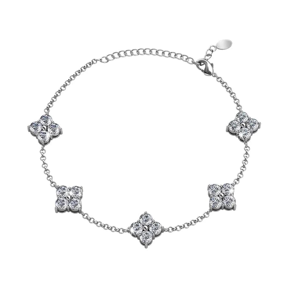 Cate & Chloe Adeline 18k White Gold Plated Chain Bracelet with Swarovski Crystal Clusters for Wom... | Walmart (US)