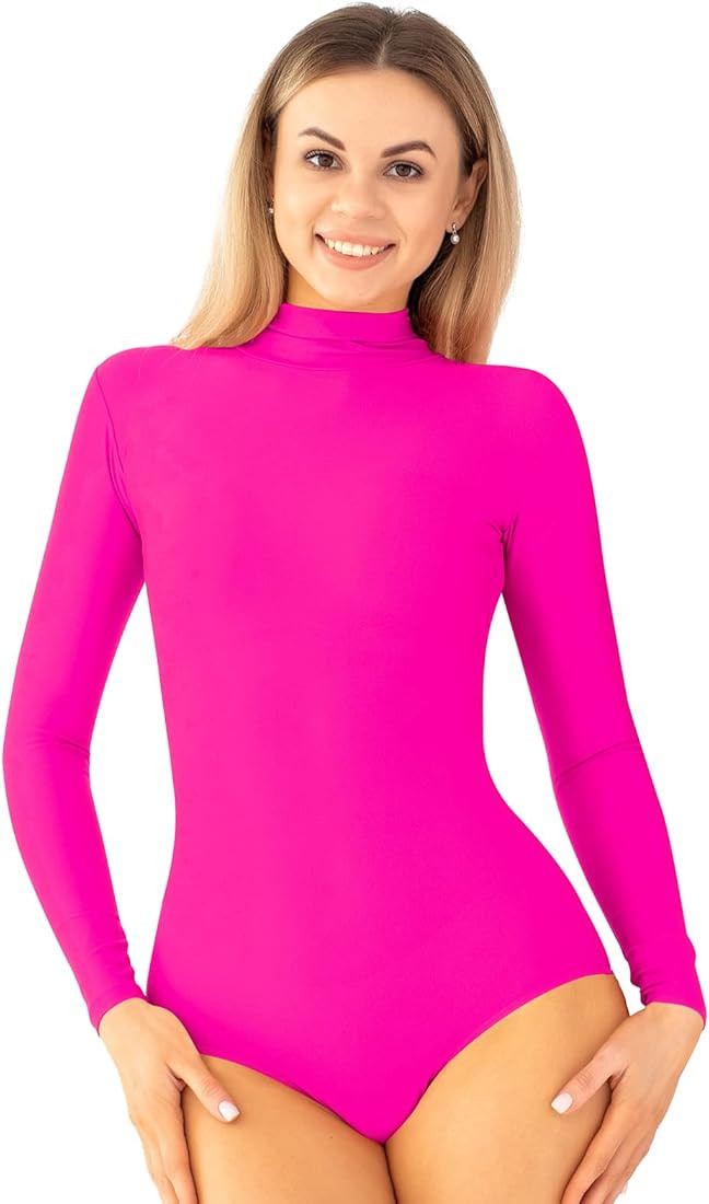 Kepblom Adult Ballet Dance Leotard Turtleneck Long Sleeve Spandex Bodysuit Tops for Women | Amazon (US)