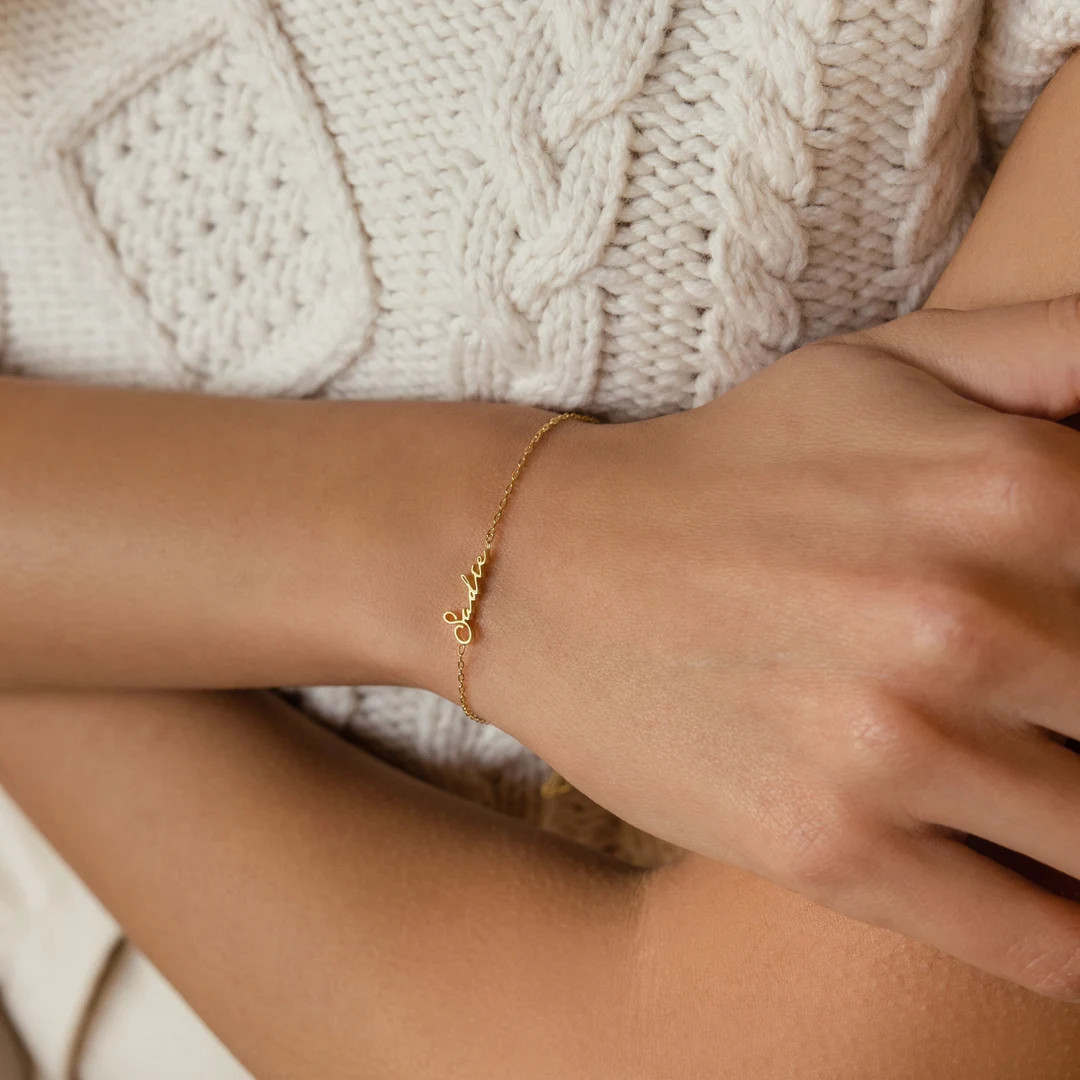 Dainty Custom Name Bracelet by Caitlyn Minimalist • Handmade Name Charm Jewelry, Perfect Stacka... | Etsy (US)