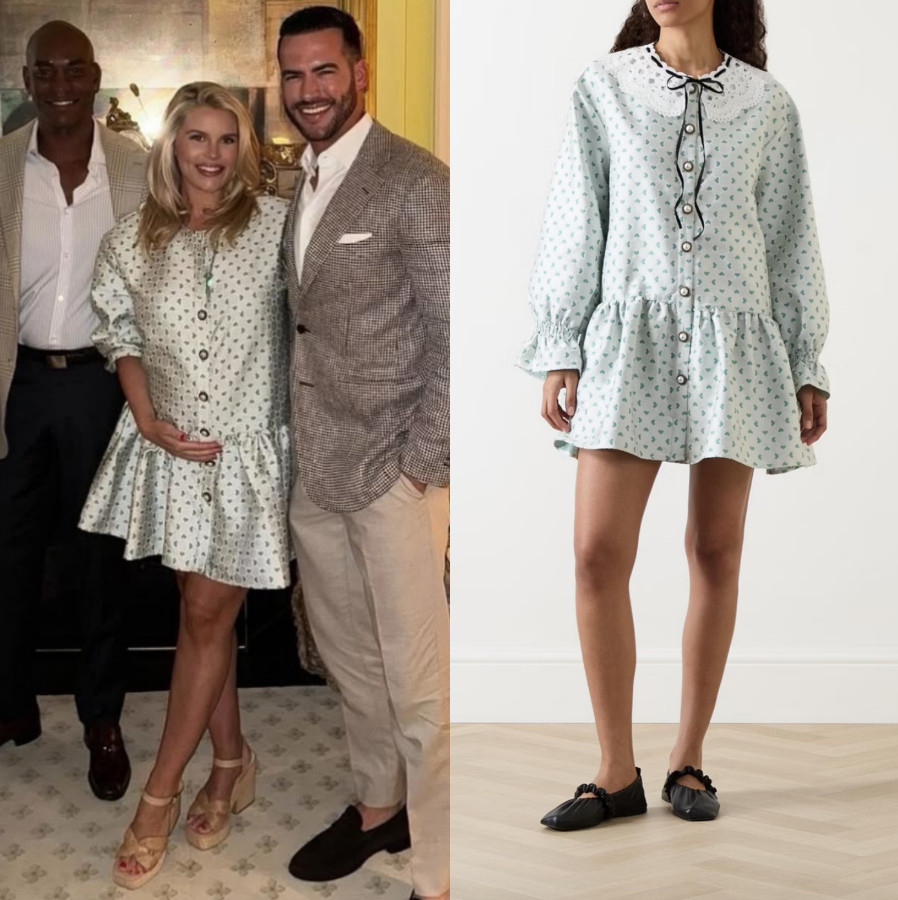 Madison LeCroy's. Blue Printed Drop Waist Shirt Dress 📸= @madisonlecroy 

 