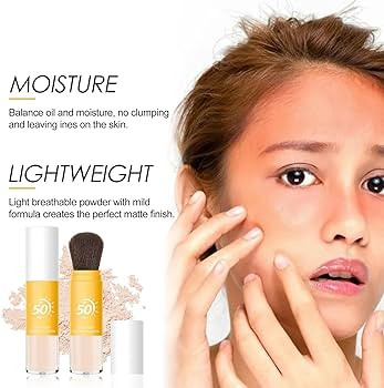 Mineral Sunscreen Setting Powder SPF 50 PA++, Mineral Brush PowderOil Control Matte Finish Loose ... | Amazon (US)