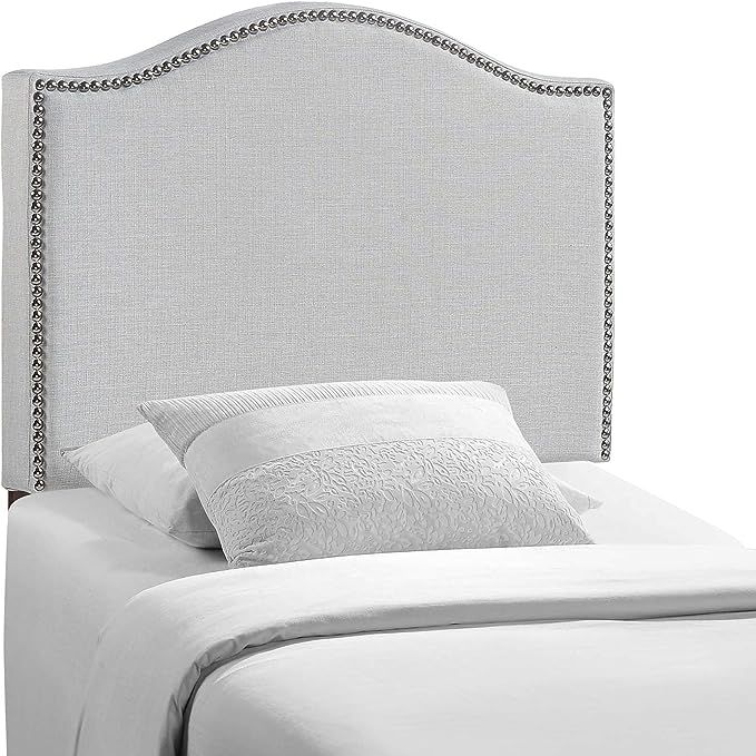 Modway Curl Linen Fabric Upholstered Twin Headboard with Nailhead Trim and Curved Shape, Sky Gray | Amazon (US)